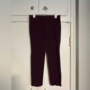 Banana Republic Sloan Fit Pants Women’s Size 6 Burgundy Plum Ankle Work Trousers